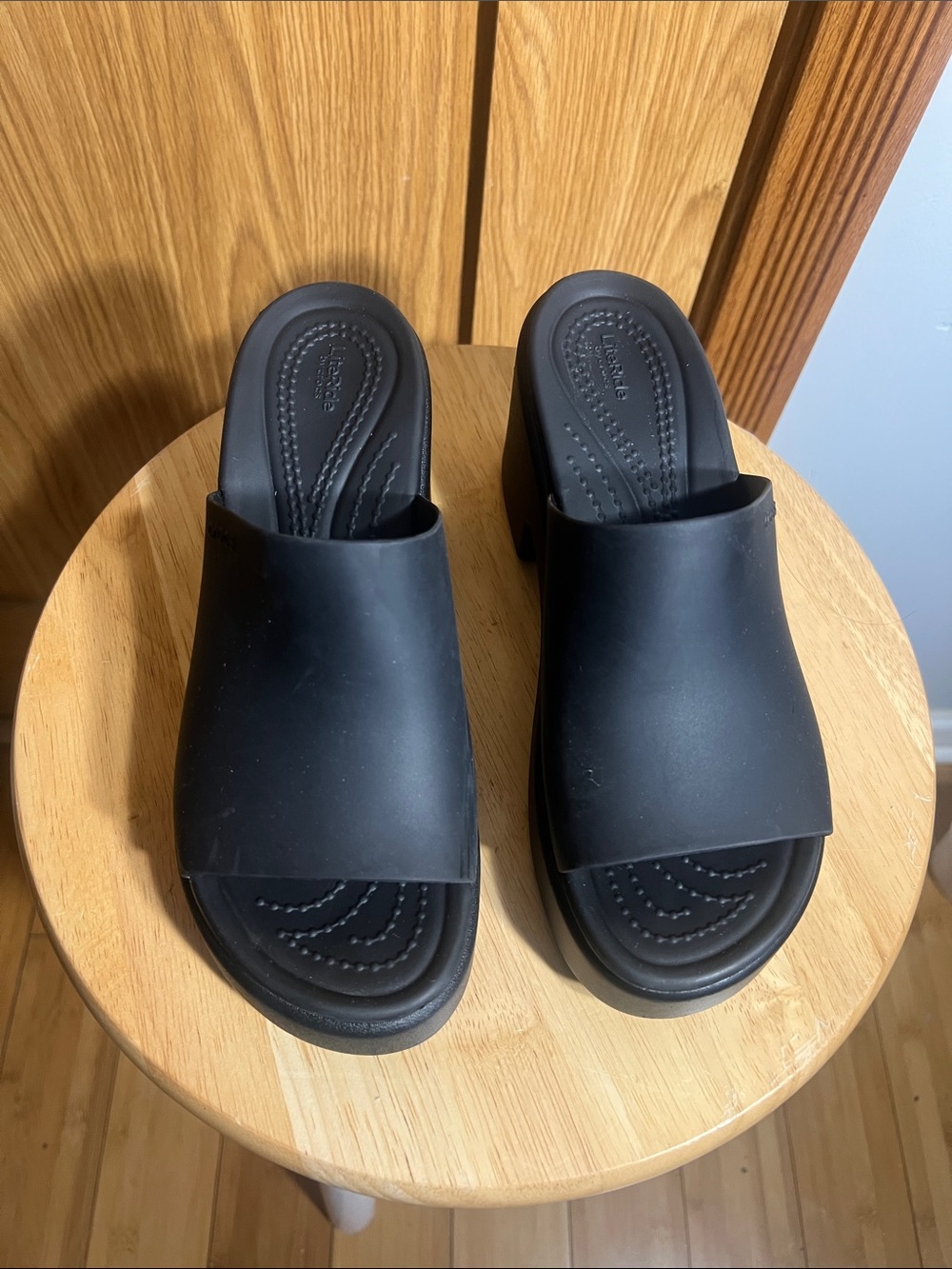 CROCS Black Women's Platform Slide Sandals